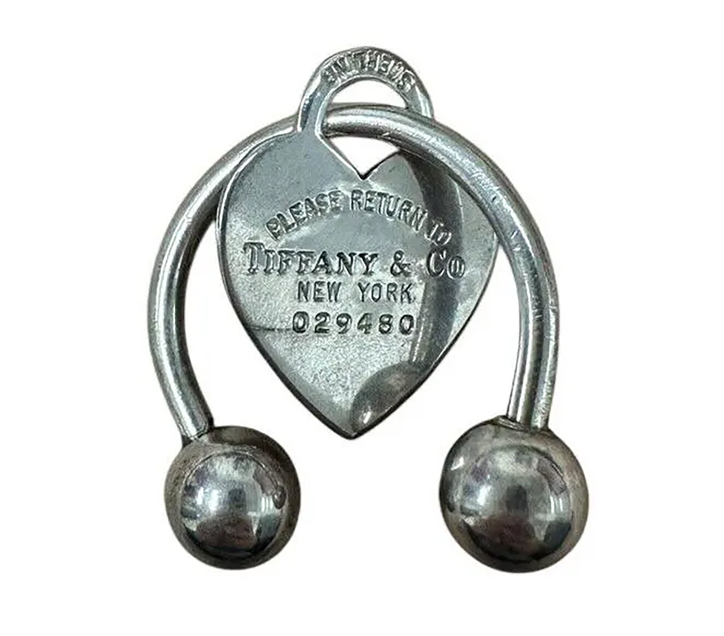Tiffany And Co. Sterling Silver Horseshoe Key Ring Round Return To Tiffany 925