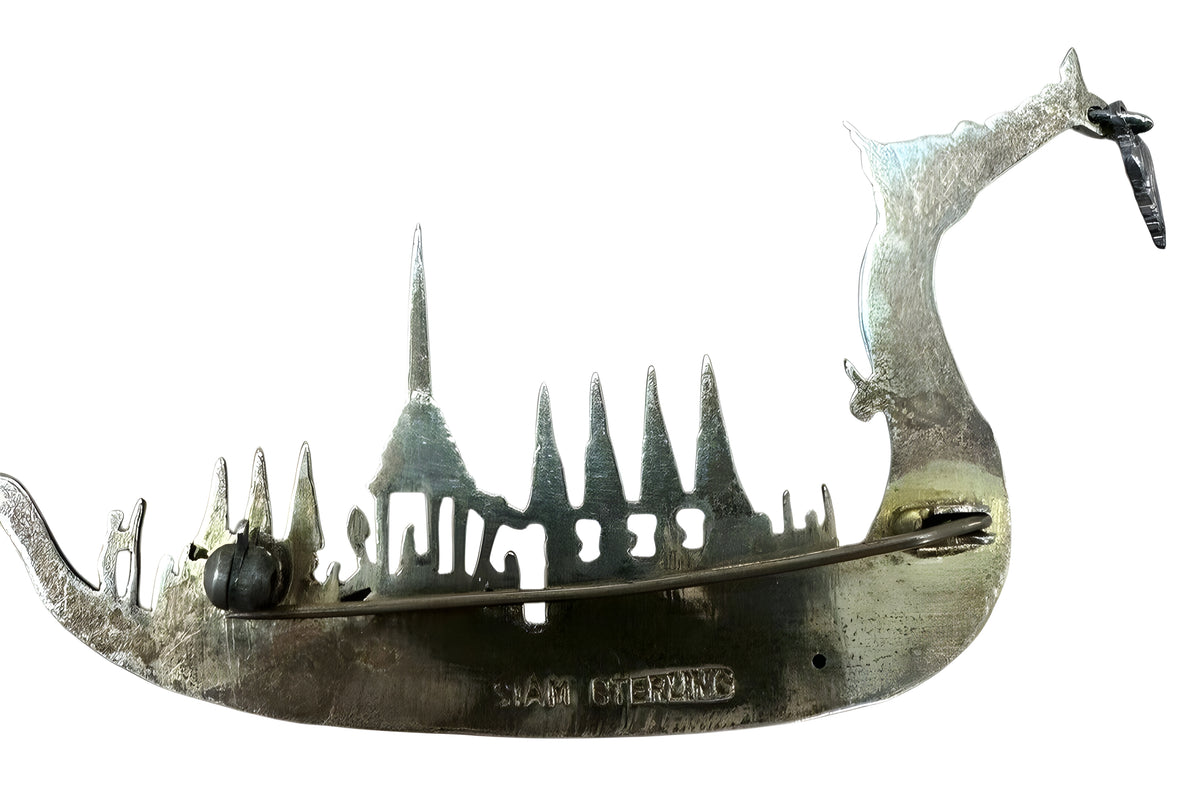 Vintage Chinese Siam Royal Barge “Suphanahongse” Sterling Silver Brooch/Pin.