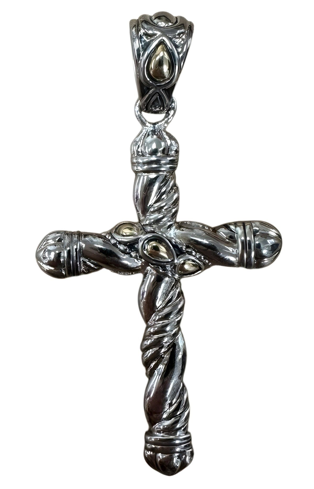 John Hardy 14k Gold and Sterling Silver Cross Pendant