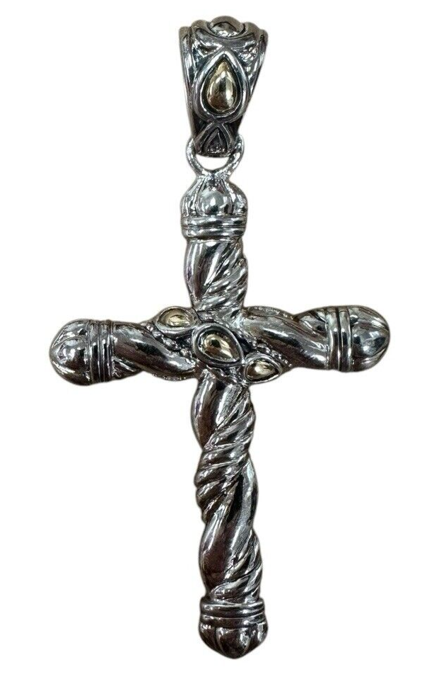 John Hardy 14k Gold and Sterling Silver Cross Pendant