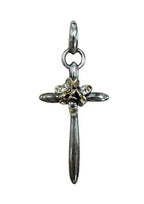 Ann King Sterling Silver 18K Gold Flower White Sapphire Cross Pendant