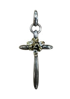 Ann King Sterling Silver 18K Gold Flower White Sapphire Cross Pendant