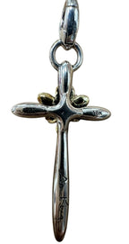 Ann King Sterling Silver 18K Gold Flower White Sapphire Cross Pendant