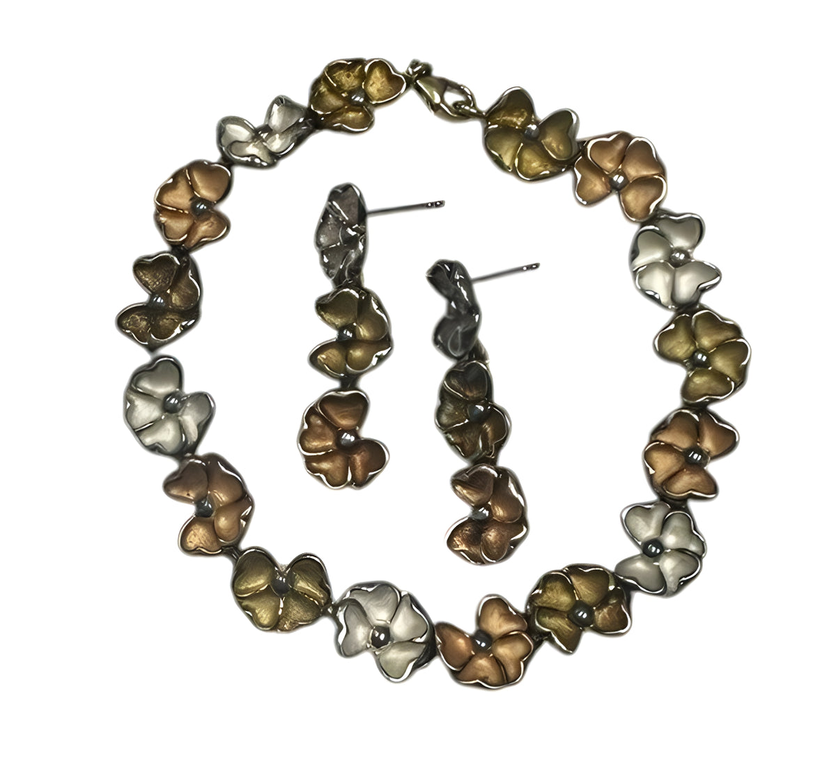 David Signal Multi Color Flower Bracelet And Earring Set