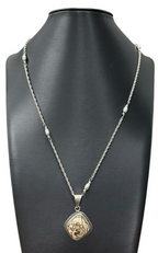 Sterling Silver Leopard Skin Jasper Necklace 32 inches