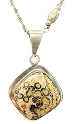 Sterling Silver Leopard Skin Jasper Necklace 32 inches