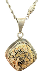 Sterling Silver Leopard Skin Jasper Necklace 32 inches