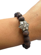 13kt Yellow Gold and Diamond Beaded Bracelet Light Stretch 6.25