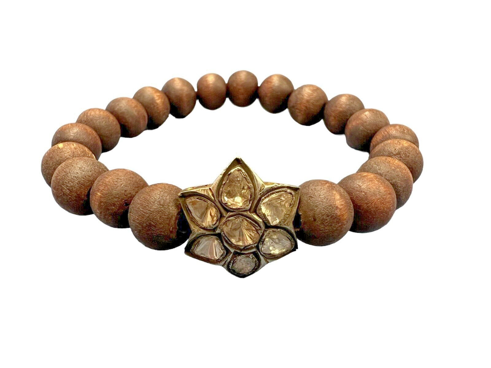 13kt Yellow Gold and Diamond Beaded Bracelet Light Stretch 6.25