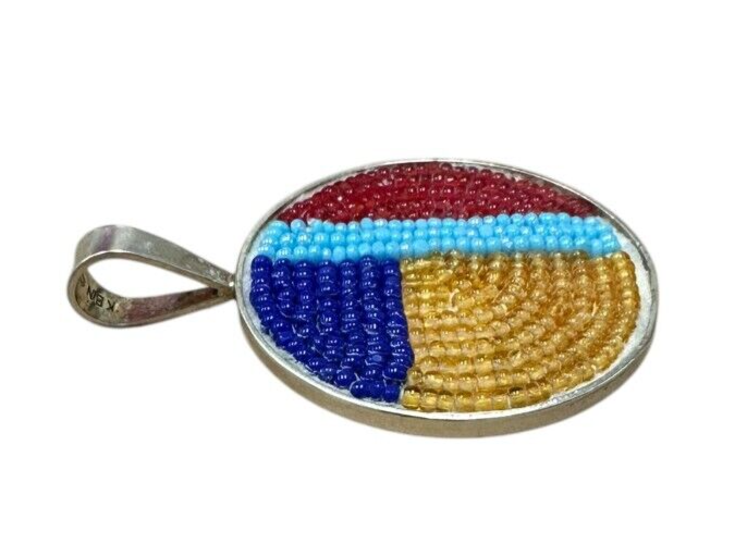 Sterling Silver and Multicolor Bead Necklace Pendent