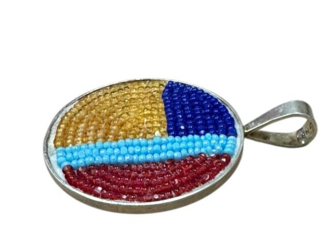 Sterling Silver and Multicolor Bead Necklace Pendent