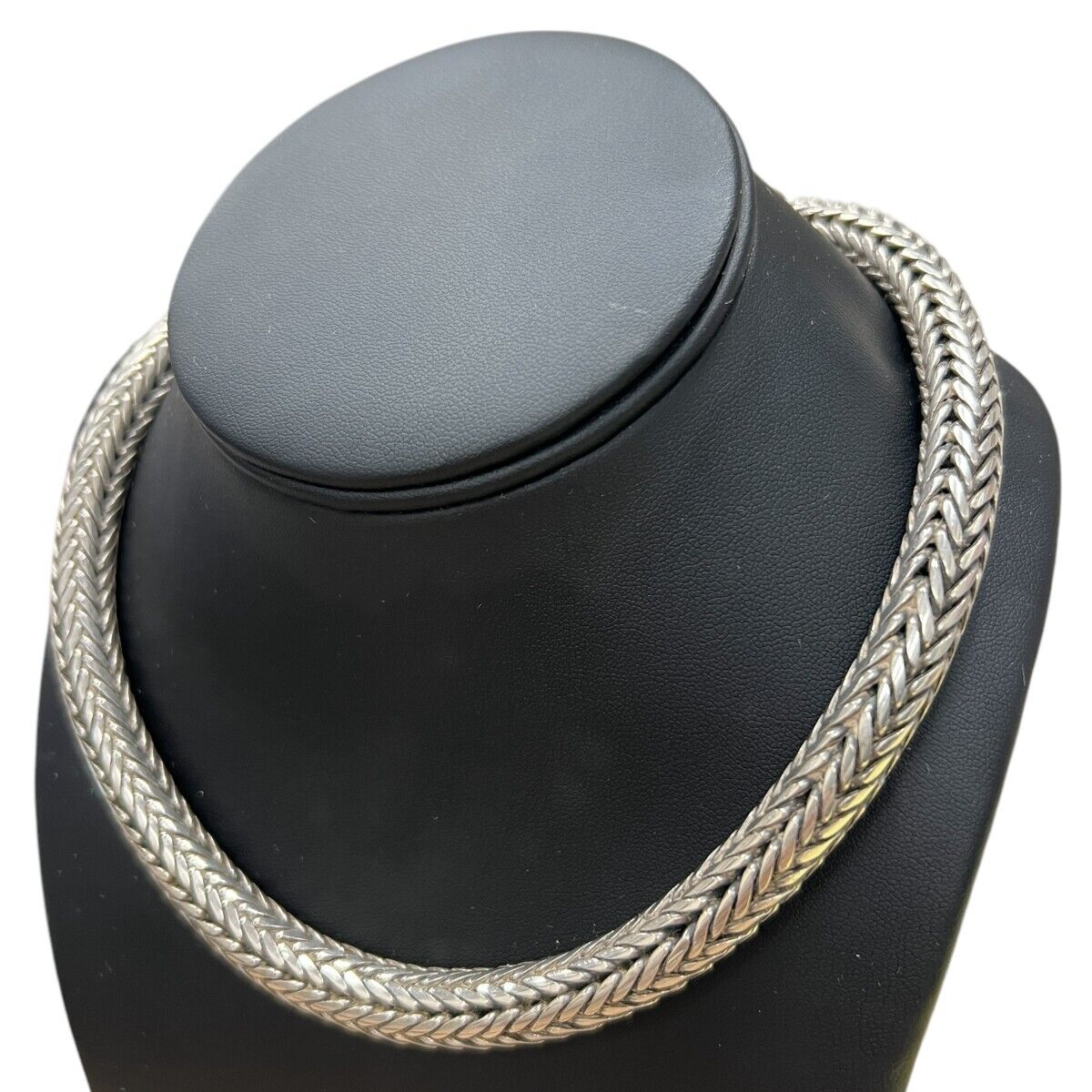 Suarti Thick Bold Woven Wheat Omega Chain Necklace 17 3/4"