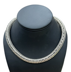 Suarti Thick Bold Woven Wheat Omega Chain Necklace 17 3/4"