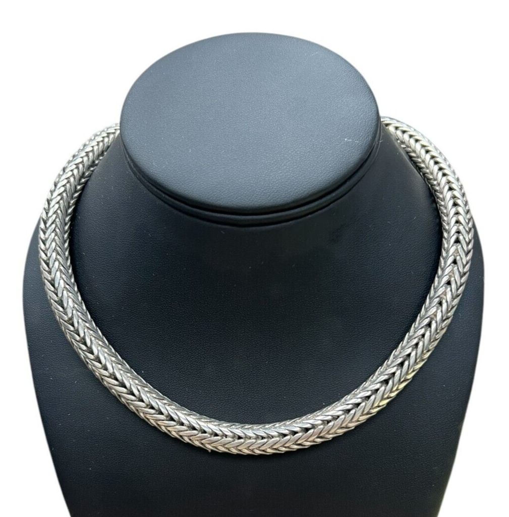 Suarti Thick Bold Woven Wheat Omega Chain Necklace 17 3/4"