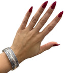 Sterling Silver 925 Cuff Bracelet with Rope Design Signed FAS