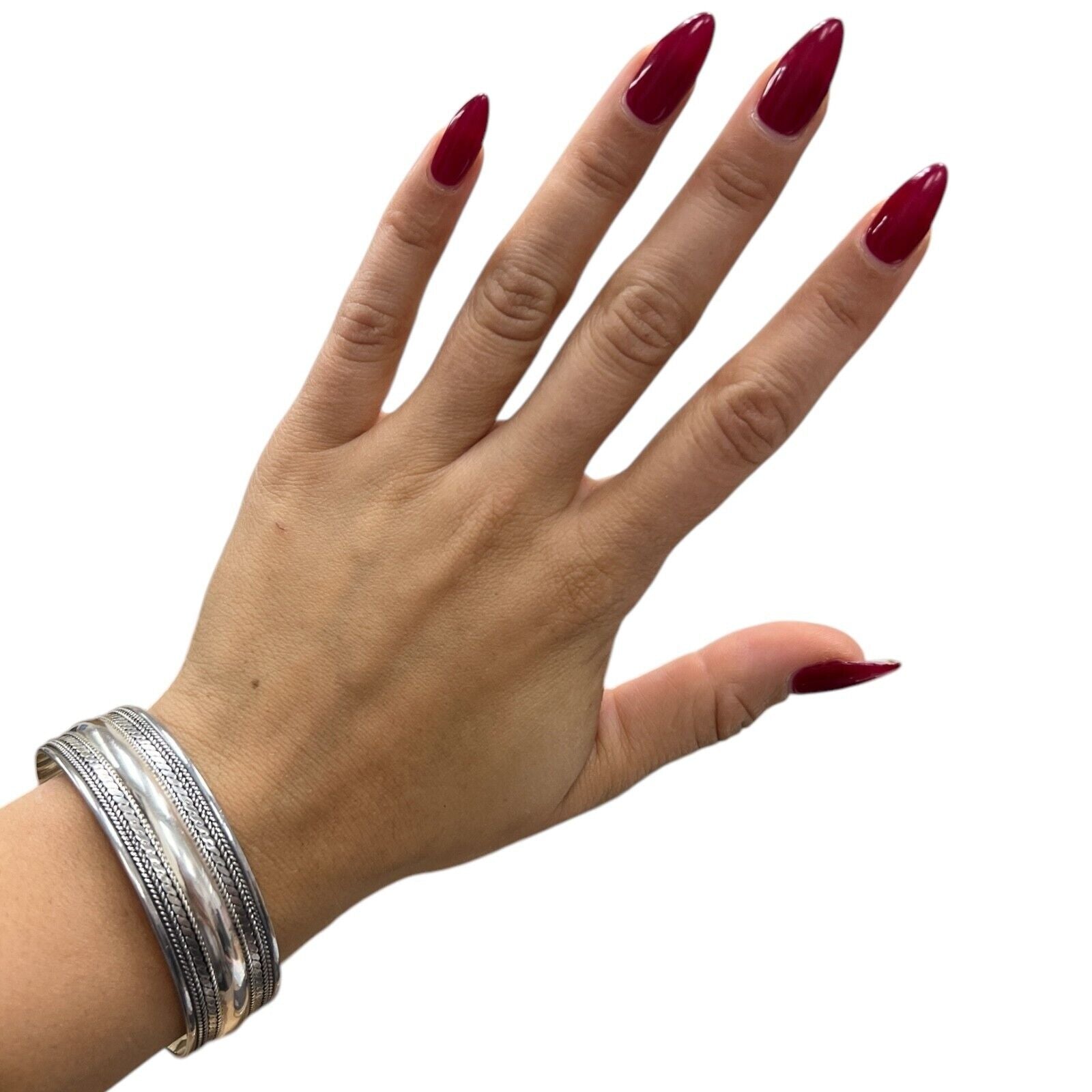 Sterling Silver 925 Cuff Bracelet with Rope Design Signed FAS