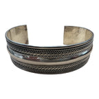 Sterling Silver 925 Cuff Bracelet with Rope Design Signed FAS