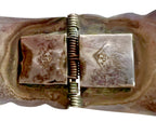 Sterling Silver Hinged Bracelet with Inlay Turquoise Chips Signed