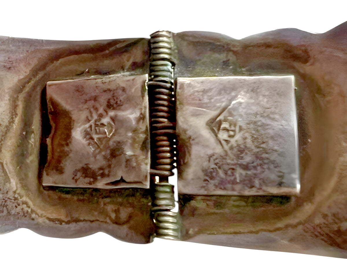 Sterling Silver Hinged Bracelet with Inlay Turquoise Chips Signed