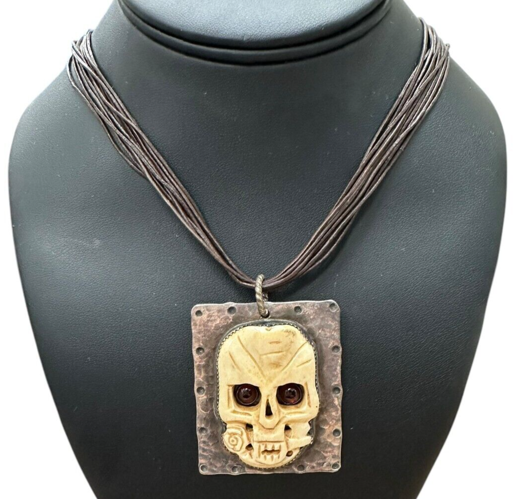 Richard Schmidt Sterling Skull Design Necklace Signed RCS