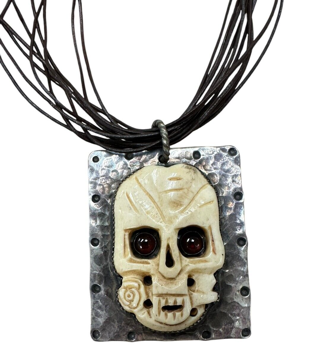 Richard Schmidt Sterling Skull Design Necklace Signed RCS