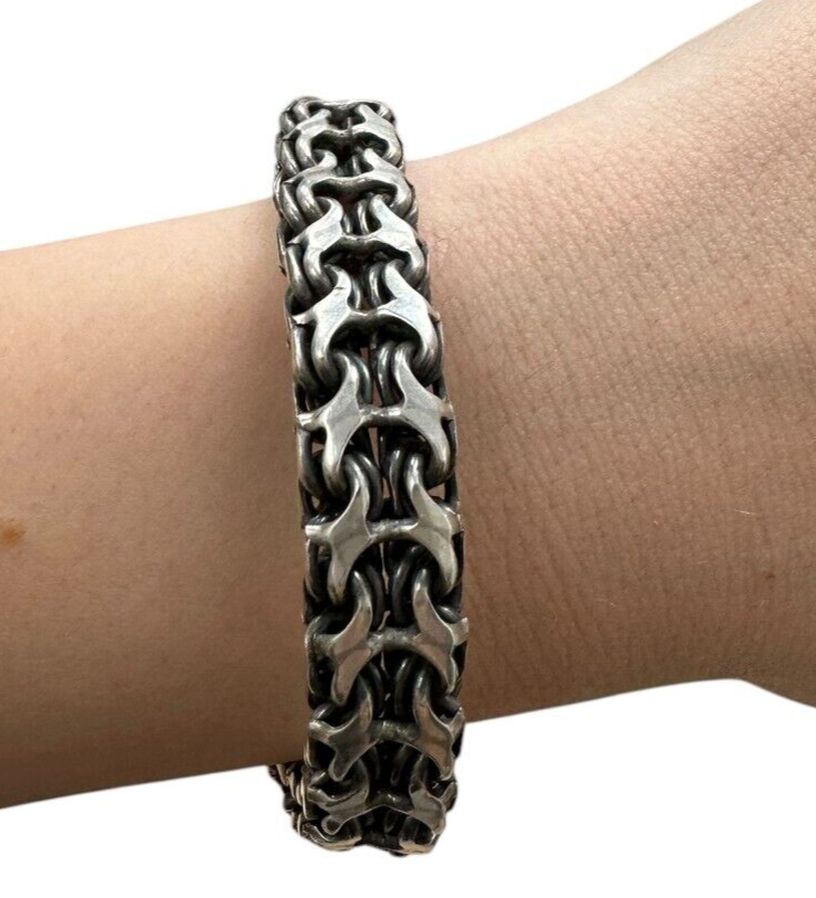 Sterling Silver Link Bracelet 8.5in Unsigned