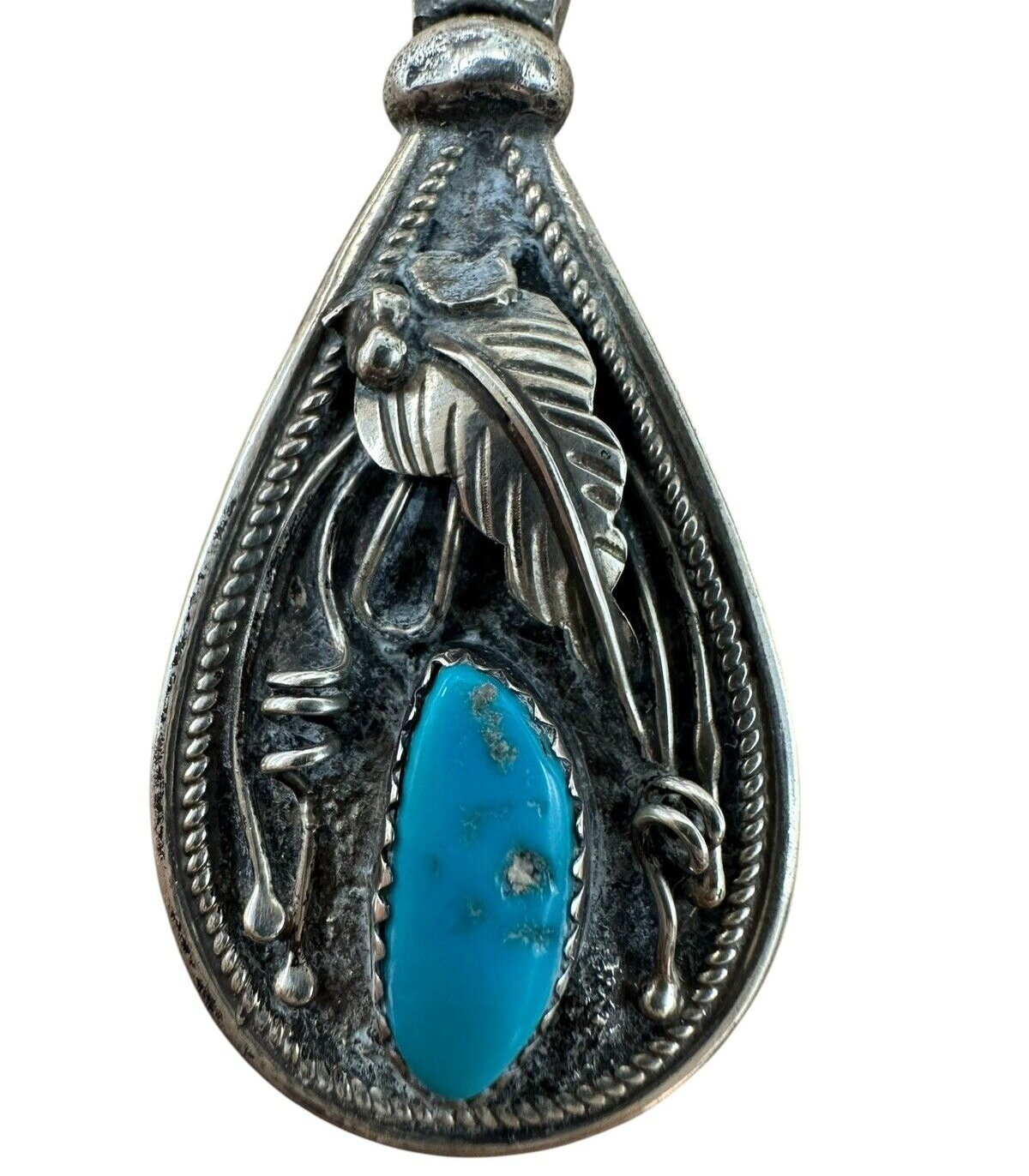 925 Sterling Silver Native American 2-Sided Turquoise & Inlay Pendant