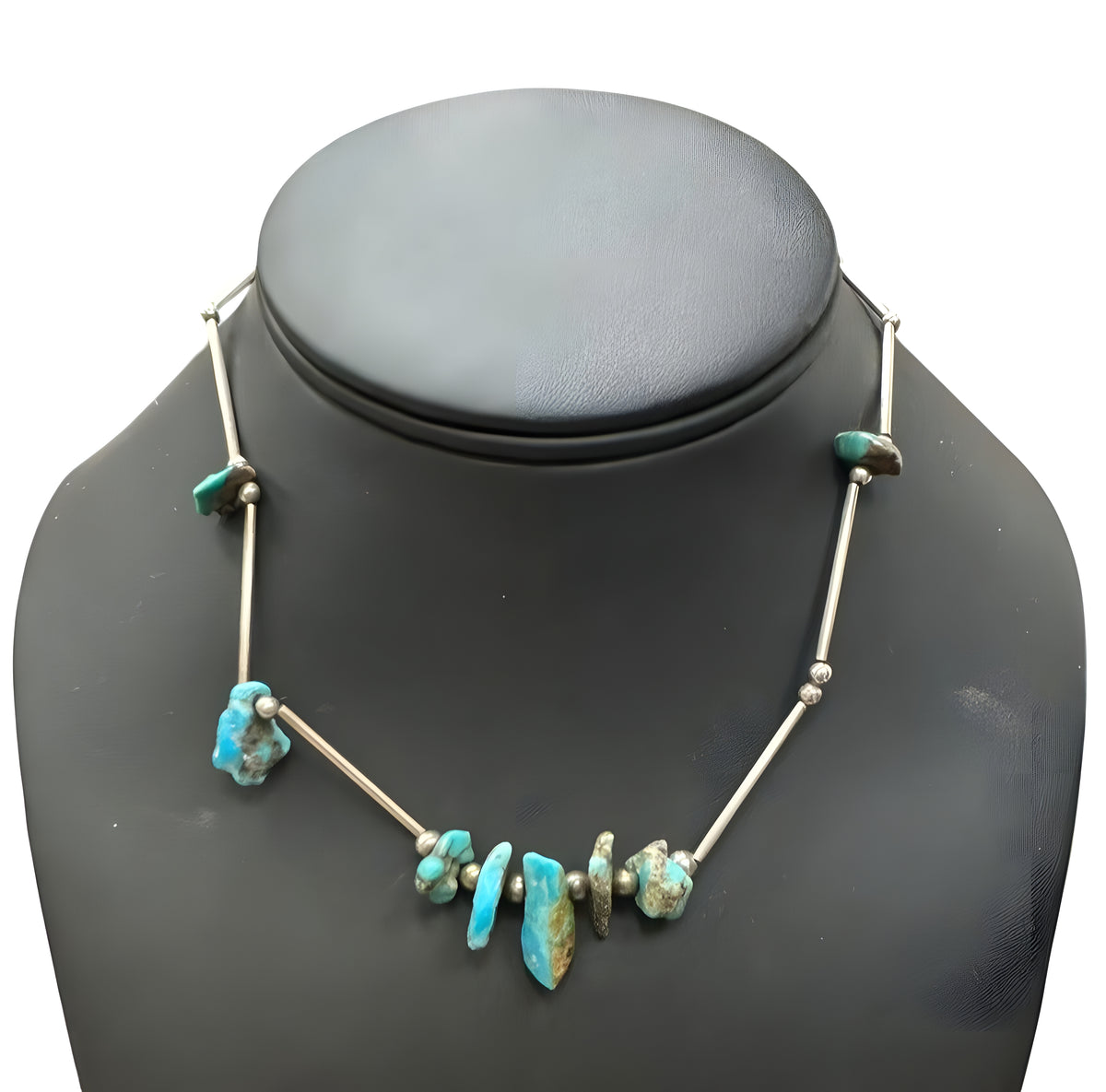 Sterling Silver Turquoise Nugget Necklace