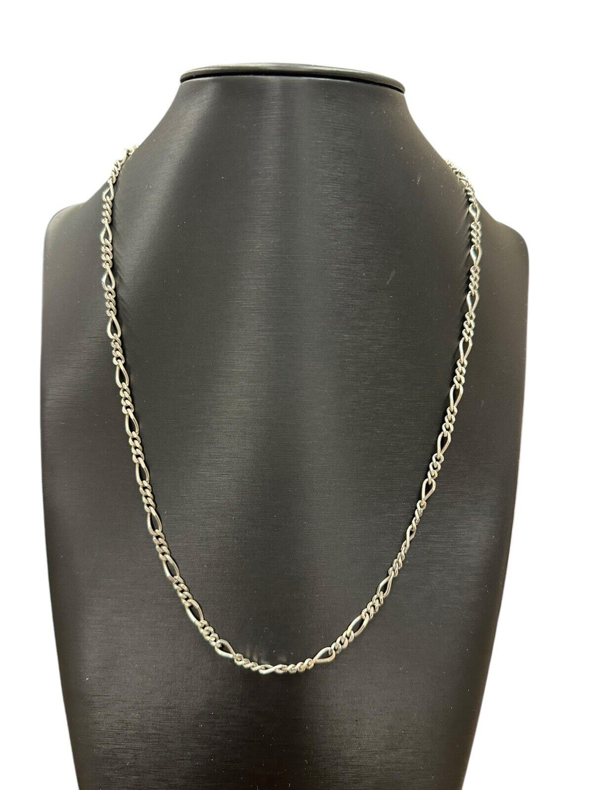 Figaro Style Sterling Silver 925 Linked Chain Necklace