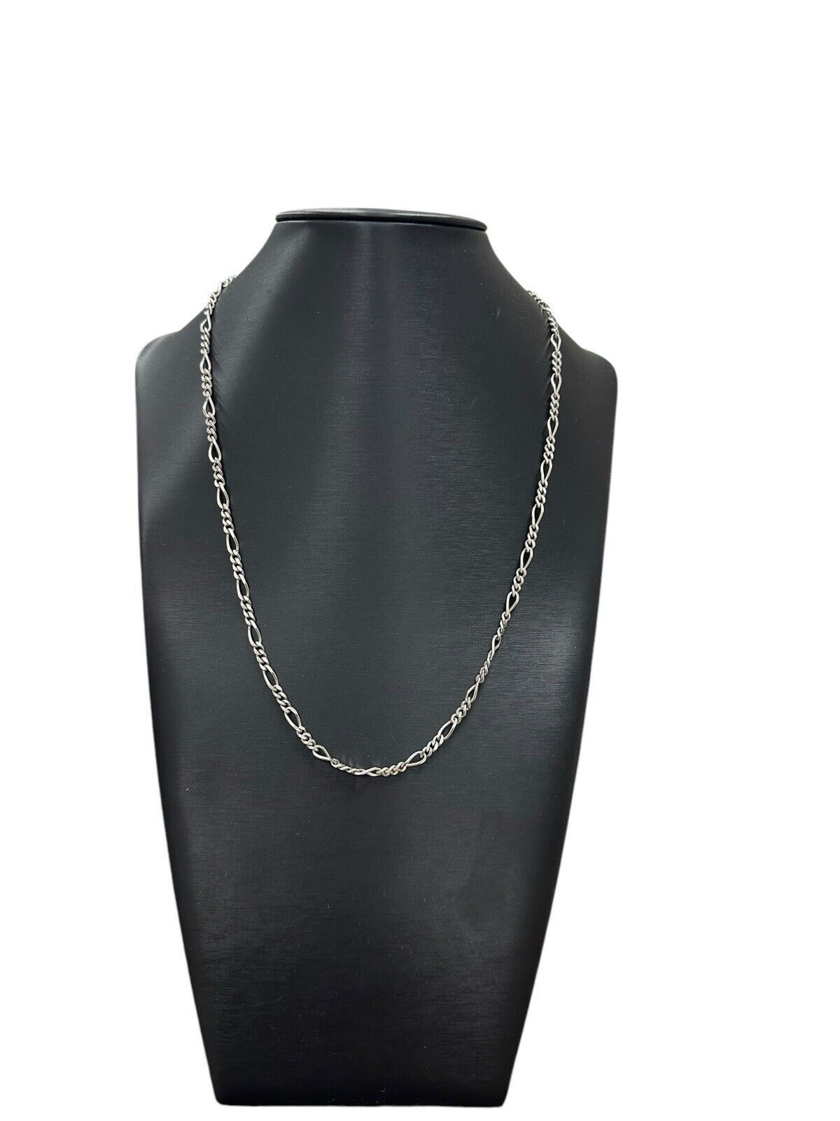 Figaro Style Sterling Silver 925 Linked Chain Necklace
