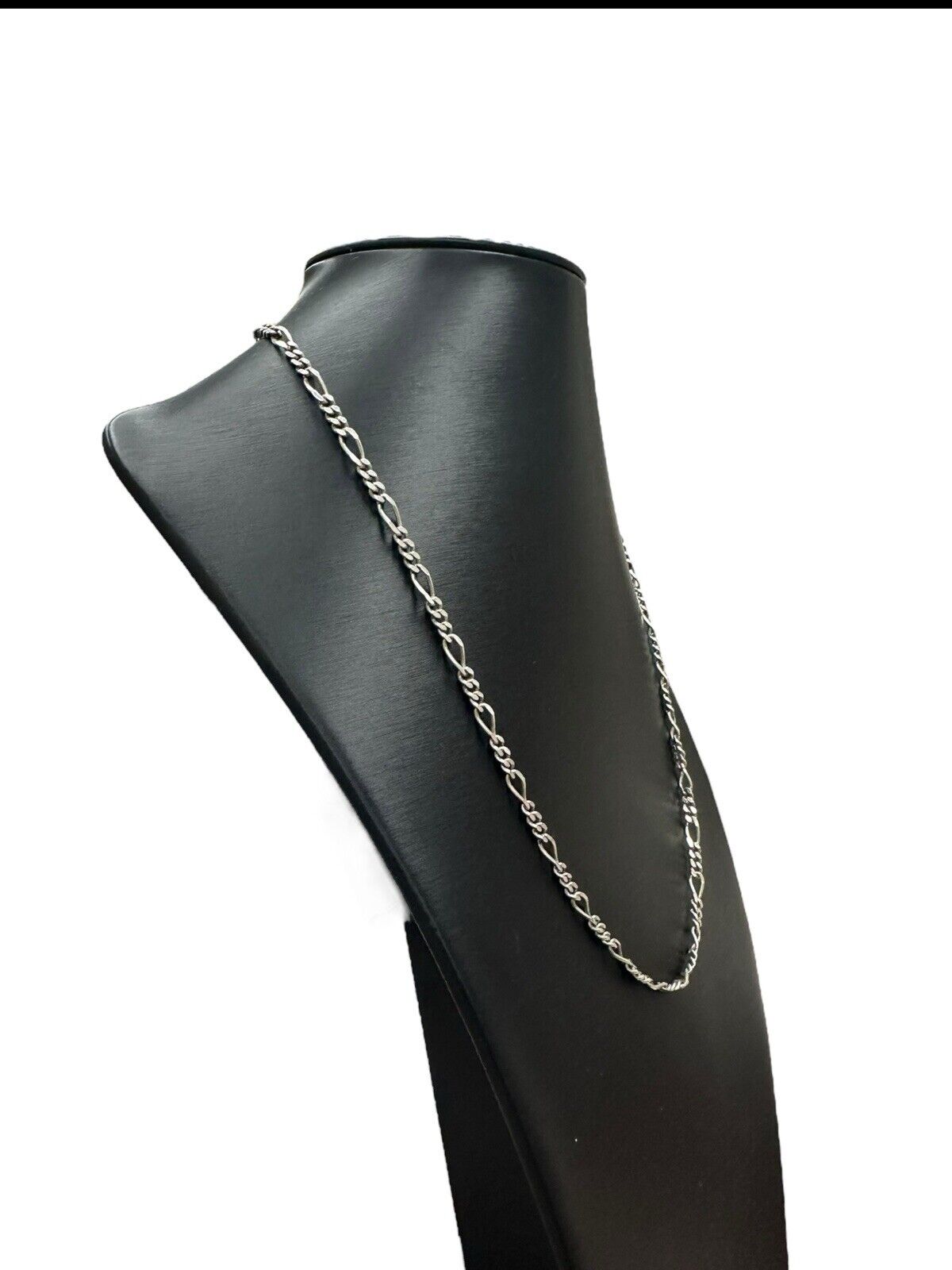 Figaro Style Sterling Silver 925 Linked Chain Necklace