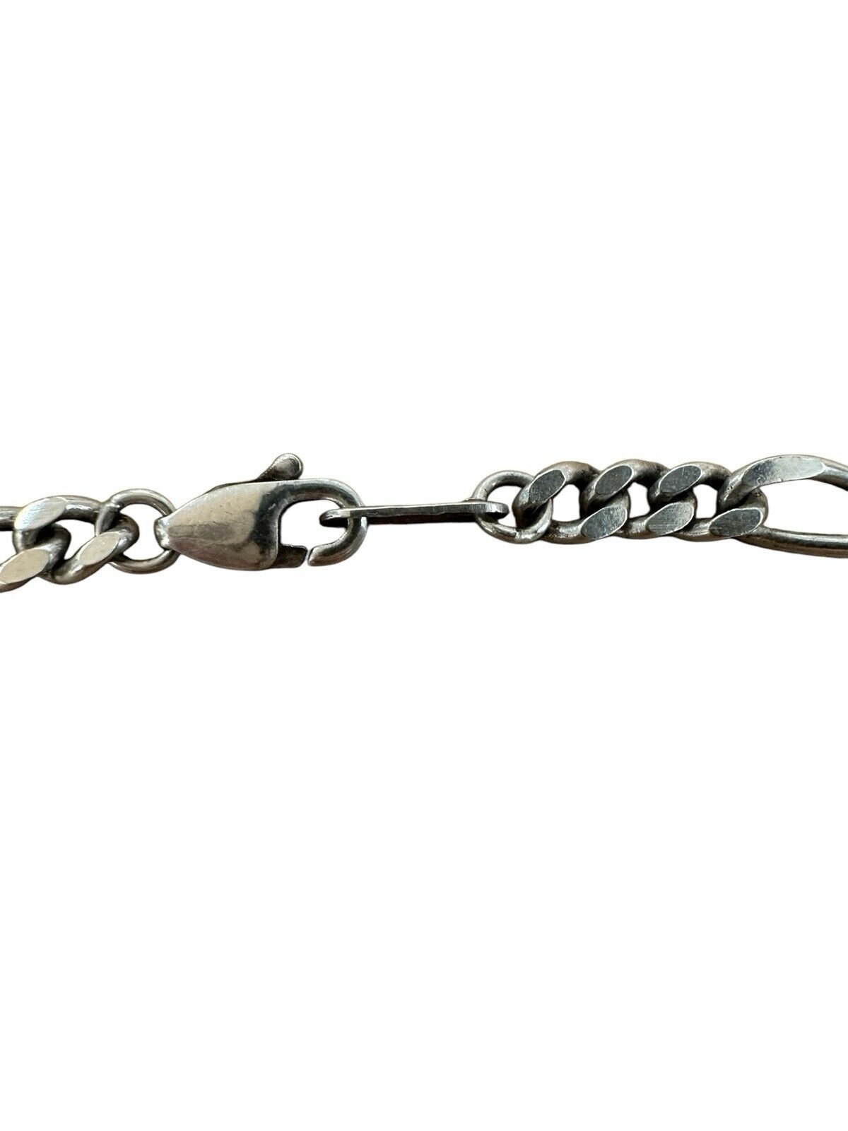 Figaro Style Sterling Silver 925 Linked Chain Necklace