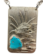 Scott Watson Sterling Silver and Turquoise Pendant Necklace 19in