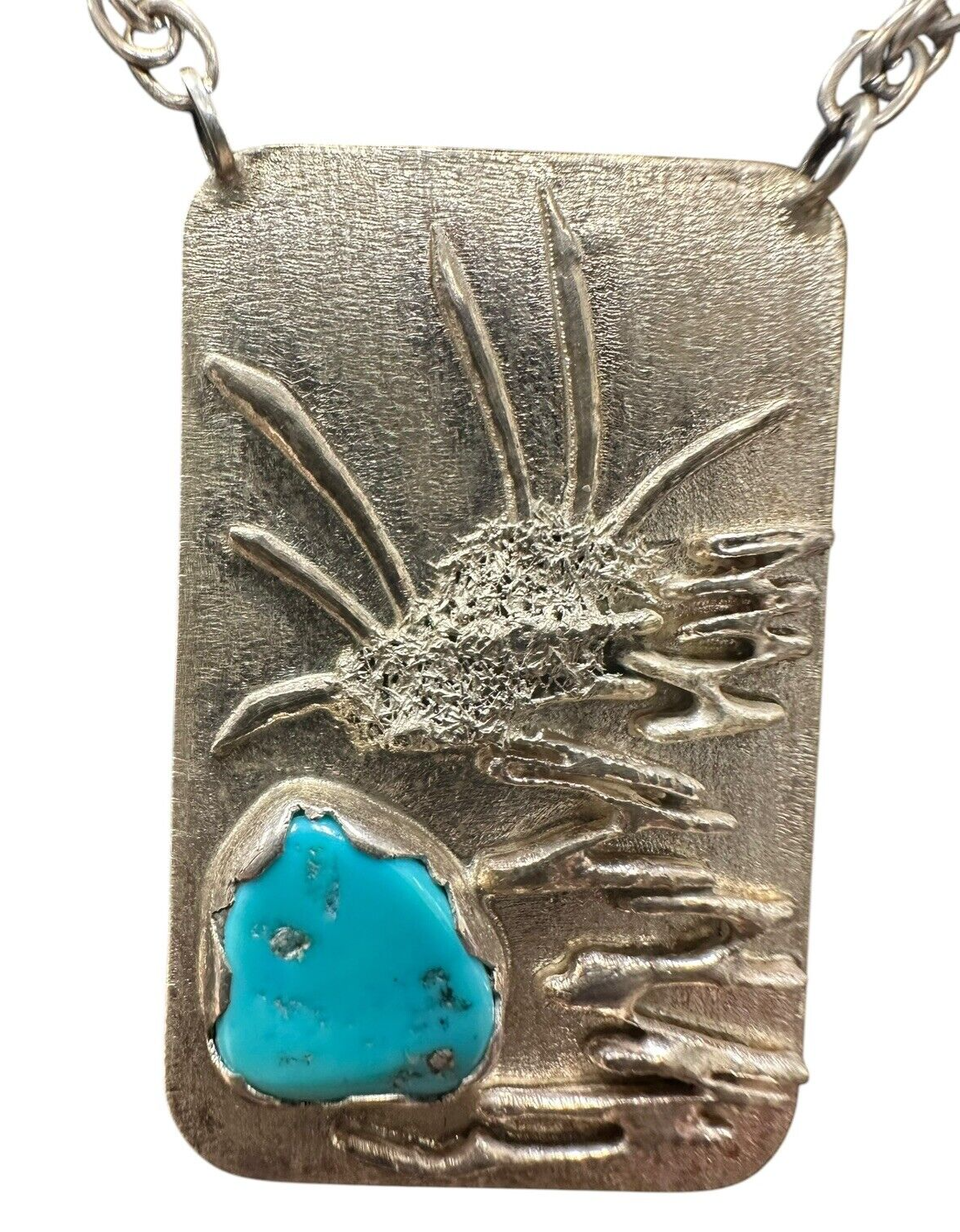 Scott Watson Sterling Silver and Turquoise Pendant Necklace 19in