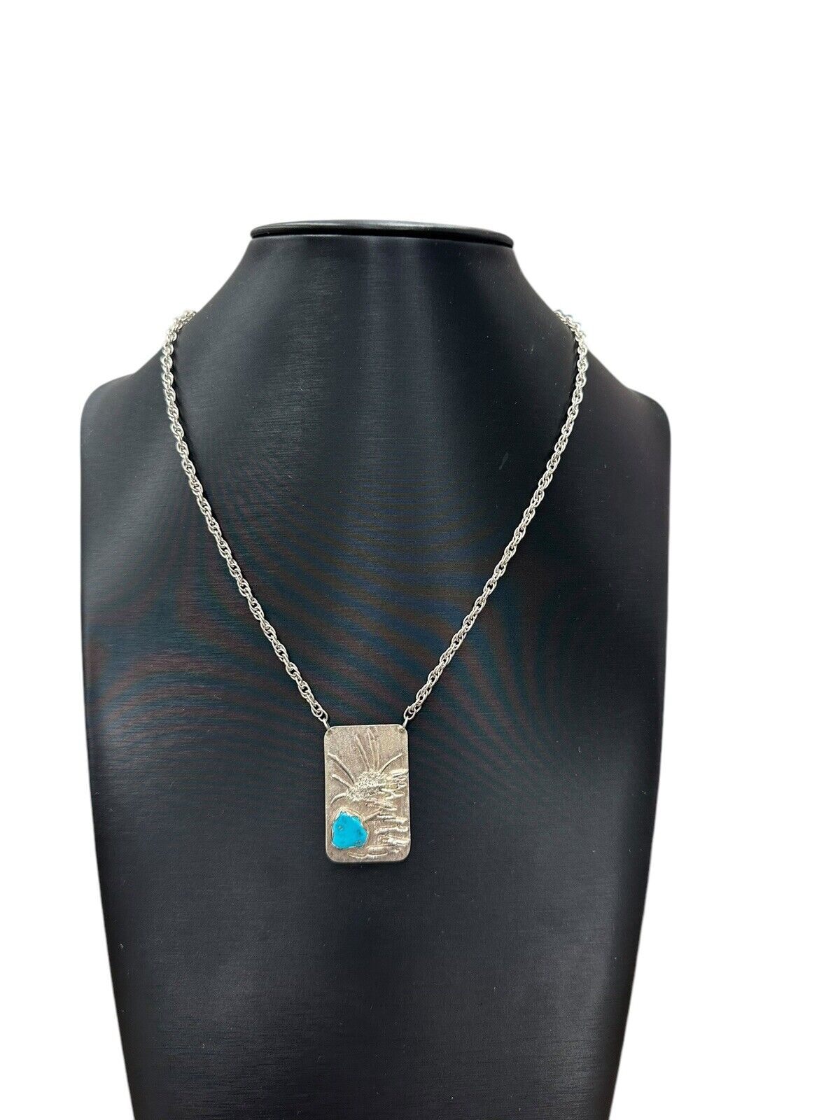 Scott Watson Sterling Silver and Turquoise Pendant Necklace 19in