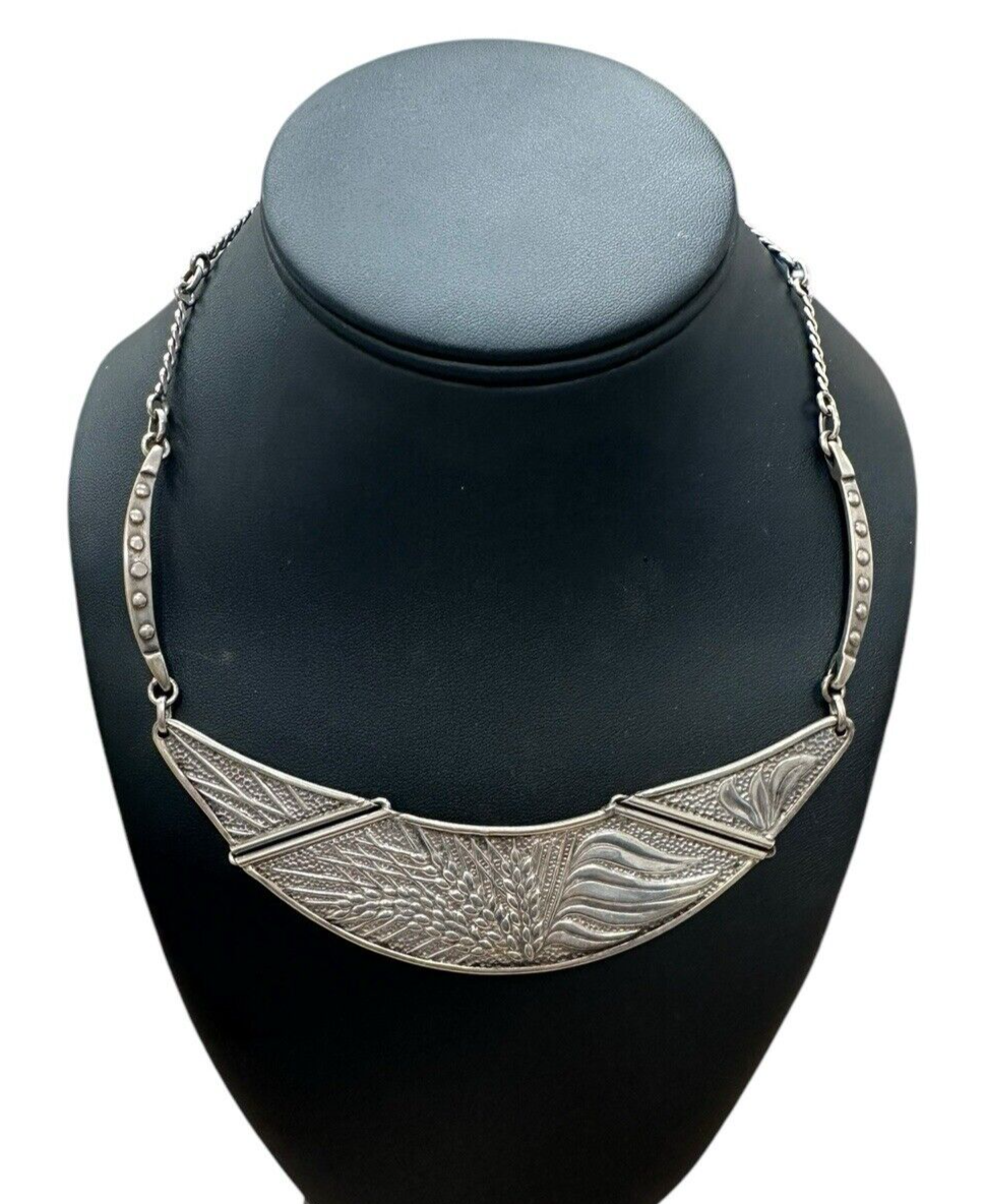 Sterling Silver Bib/Collar Necklace 17in