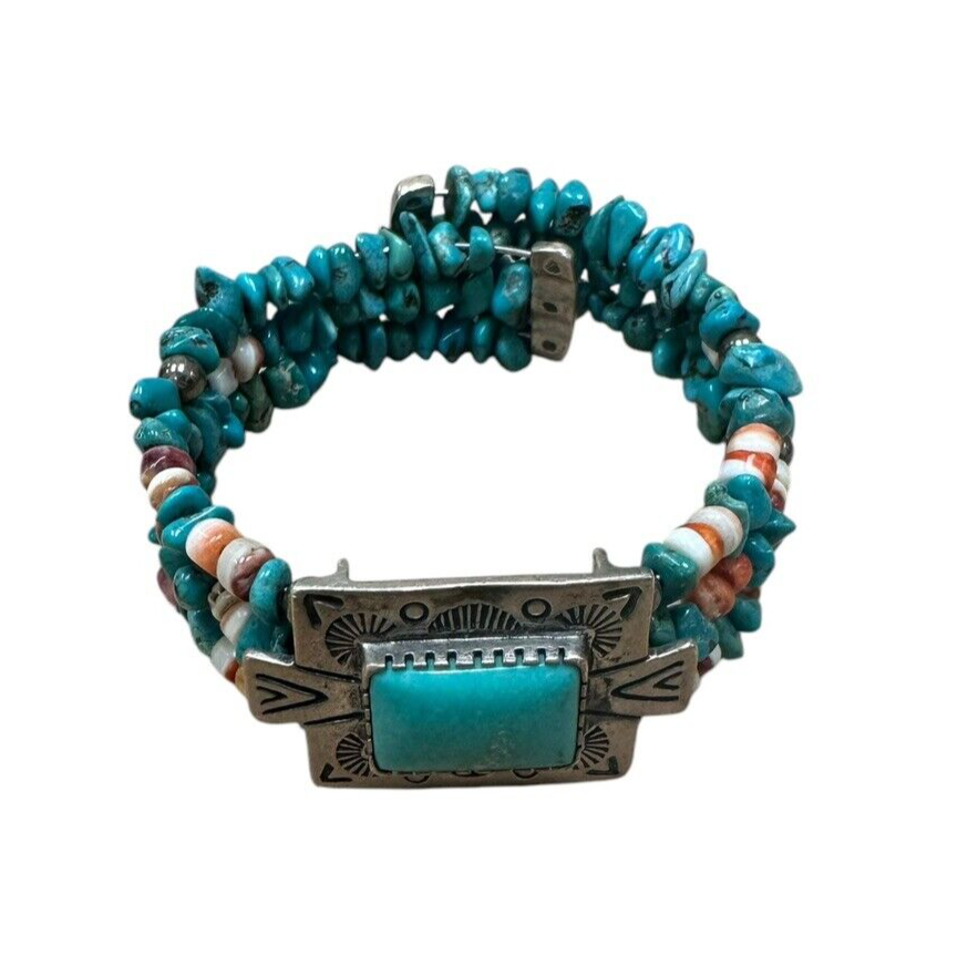 Carolyn Pollack Relios Turquoise Beaded Sterling Silver Cuff Bracelet