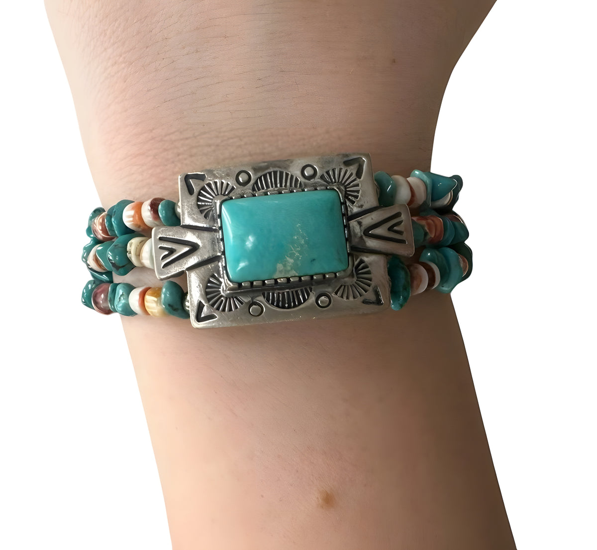 Carolyn Pollack Relios Turquoise Beaded Sterling Silver Cuff Bracelet