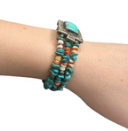 Carolyn Pollack Relios Turquoise Beaded Sterling Silver Cuff Bracelet