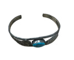 Vintage Native American Navajo Turquoise Feather Sterling Cuff Bracelet
