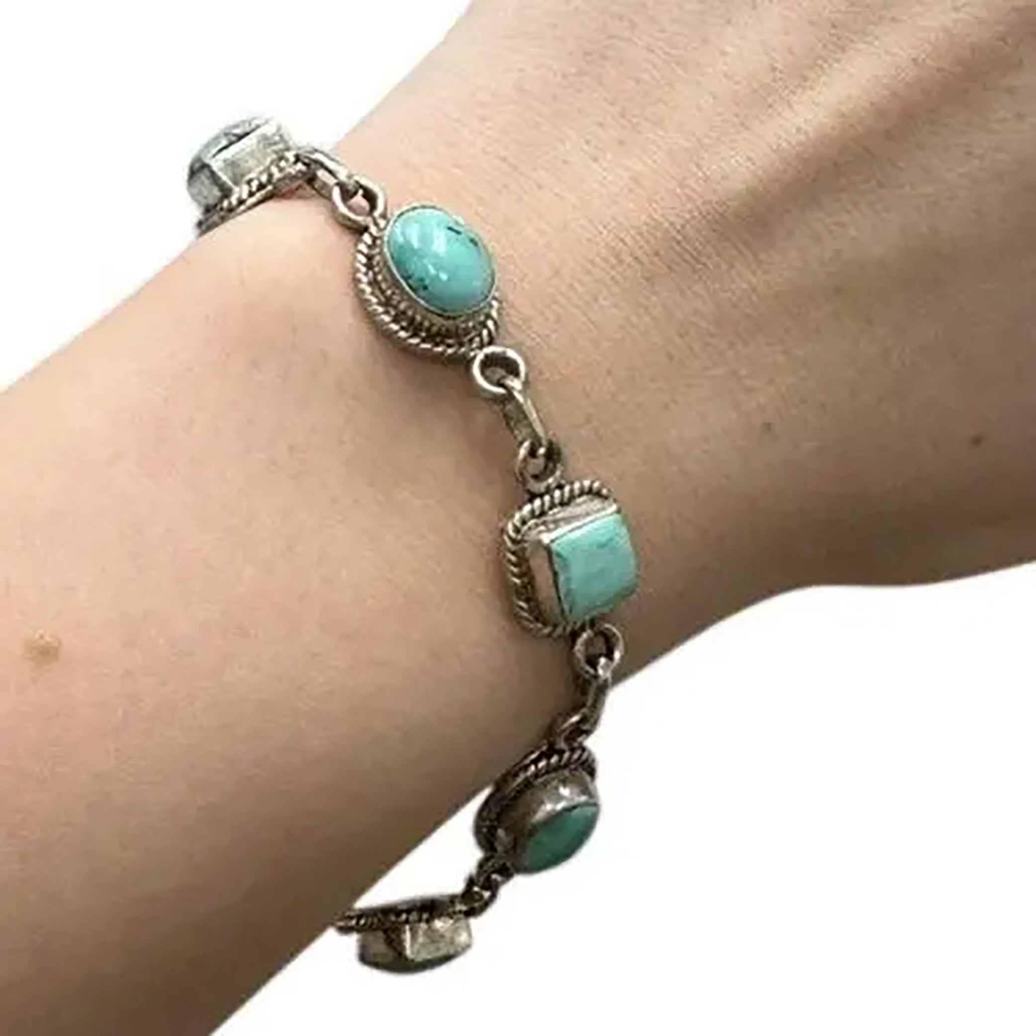 Sterling Silver and Turquoise Bracelet 8in