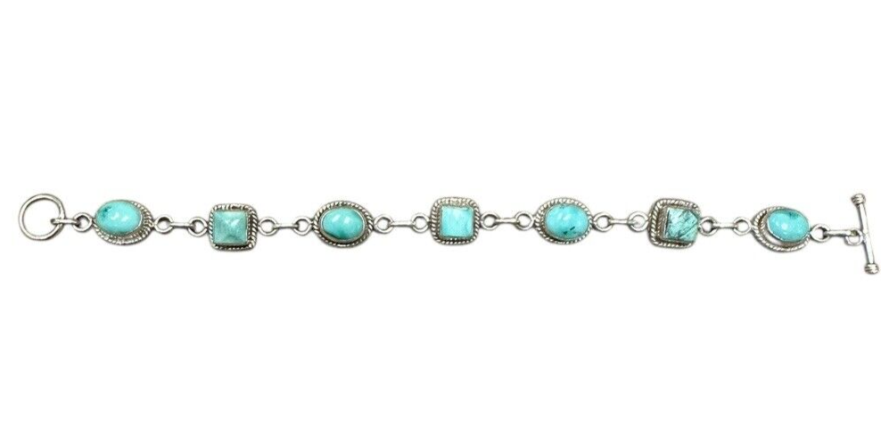 Sterling Silver and Turquoise Bracelet 8in