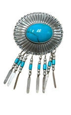 Sterling Silver and Turquoise Pendant Pin