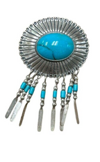 Sterling Silver and Turquoise Pendant Pin