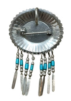 Sterling Silver and Turquoise Pendant Pin