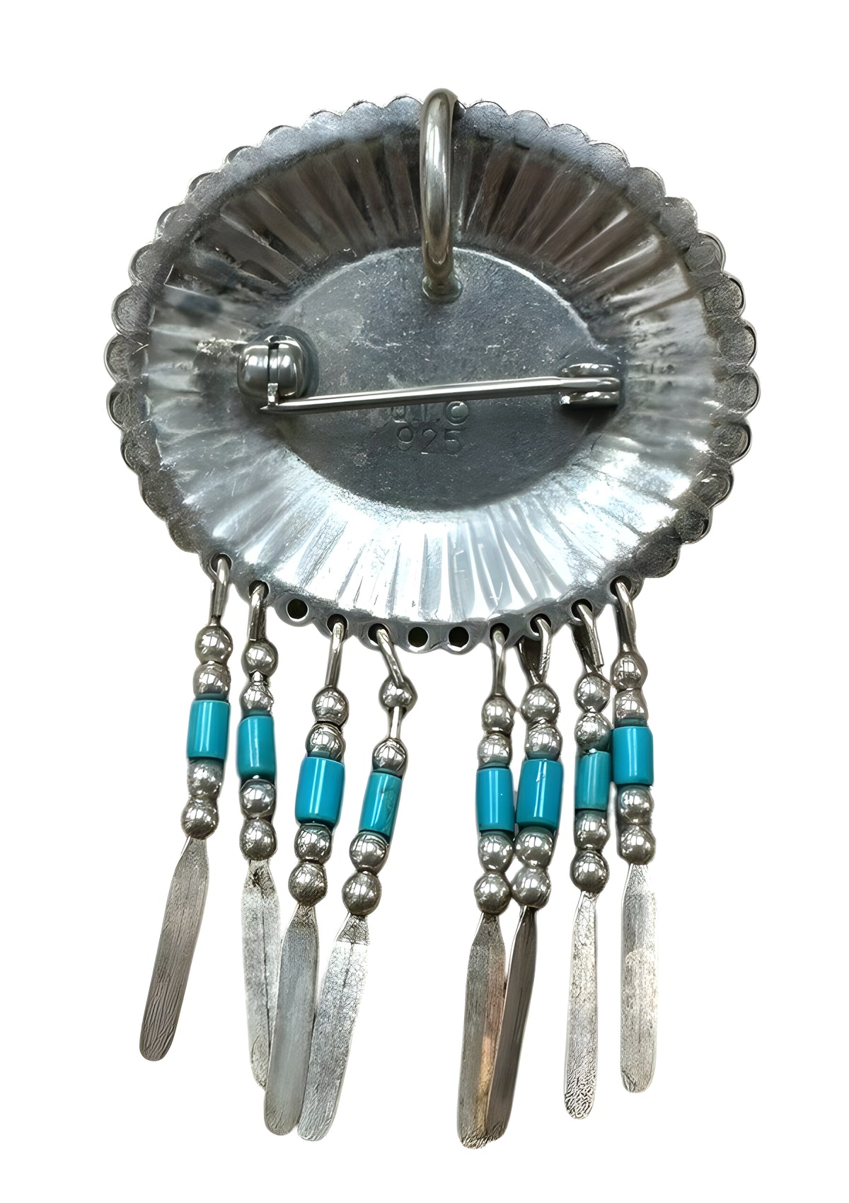 Sterling Silver and Turquoise Pendant Pin