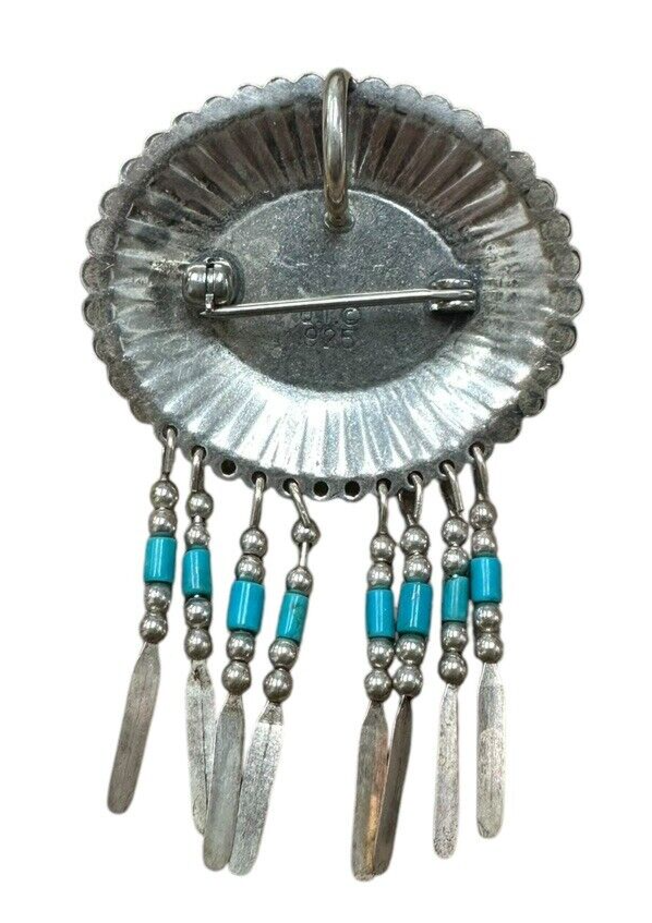 Sterling Silver and Turquoise Pendant Pin