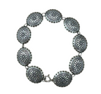 Sterling Silver Concho Flower Bracelet 7.25in