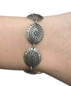 Sterling Silver Concho Flower Bracelet 7.25in
