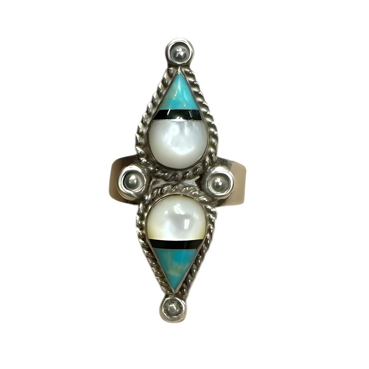 Zuni Sterling Silver and Turquoise Ring Sz 8